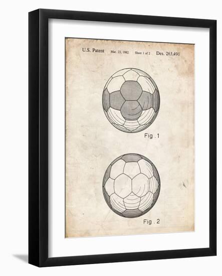 PP62-Vintage Parchment Leather Soccer Ball Patent Poster-Cole Borders-Framed Giclee Print