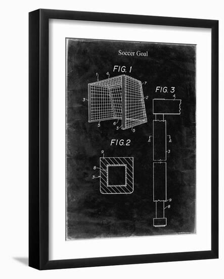 PP63-Black Grunge Soccer Goal Patent Poster-Cole Borders-Framed Giclee Print