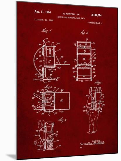 PP632-Burgundy Framed Hiking Pack Patent Poster-Cole Borders-Mounted Giclee Print