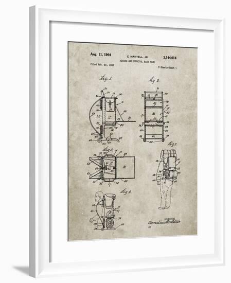 PP632-Sandstone Framed Hiking Pack Patent Poster-Cole Borders-Framed Giclee Print