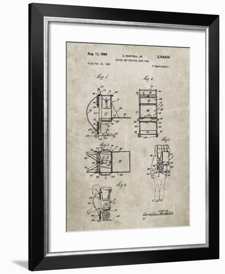 PP632-Sandstone Framed Hiking Pack Patent Poster-Cole Borders-Framed Giclee Print