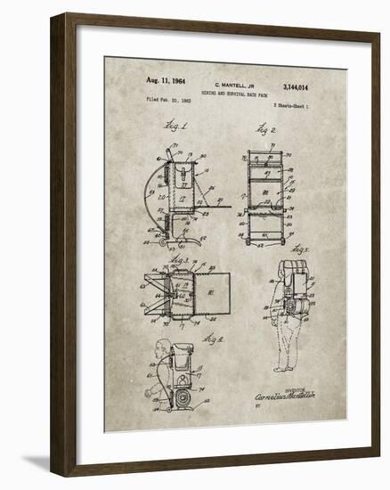 PP632-Sandstone Framed Hiking Pack Patent Poster-Cole Borders-Framed Giclee Print