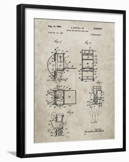 PP632-Sandstone Framed Hiking Pack Patent Poster-Cole Borders-Framed Giclee Print
