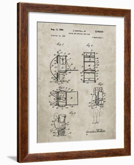 PP632-Sandstone Framed Hiking Pack Patent Poster-Cole Borders-Framed Giclee Print