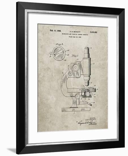 PP64-Sandstone Antique Microscope Patent Poster-Cole Borders-Framed Giclee Print