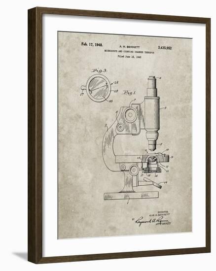 PP64-Sandstone Antique Microscope Patent Poster-Cole Borders-Framed Giclee Print