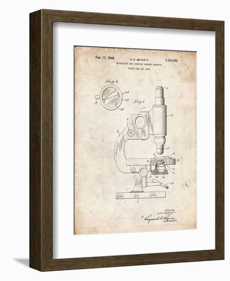 PP64-Vintage Parchment Antique Microscope Patent Poster-Cole Borders-Framed Giclee Print