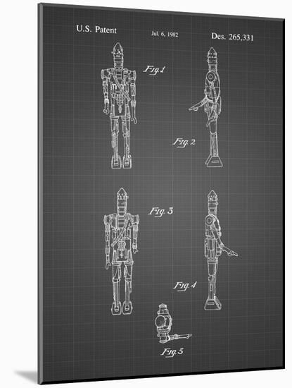 PP646-Black Grid Star Wars IG-88 Assassin Droid Patent Wall Art Poster-Cole Borders-Mounted Giclee Print