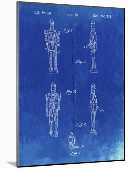 PP646-Faded Blueprint Star Wars IG-88 Assassin Droid Patent Wall Art Poster-Cole Borders-Mounted Giclee Print