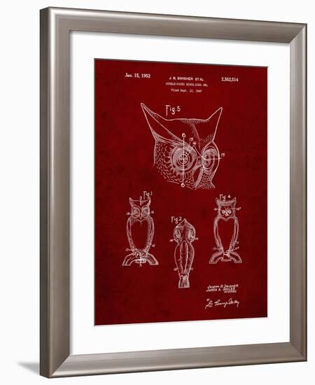 PP647-Burgundy Owl Bird of Prey Patent Poster-Cole Borders-Framed Giclee Print