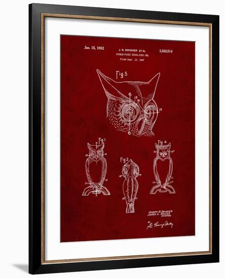 PP647-Burgundy Owl Bird of Prey Patent Poster-Cole Borders-Framed Giclee Print