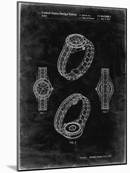 PP651-Black Grunge Luxury Watch Patent Poster-Cole Borders-Mounted Premium Giclee Print