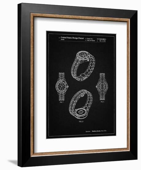 PP651-Vintage Black Luxury Watch Patent Poster-Cole Borders-Framed Giclee Print