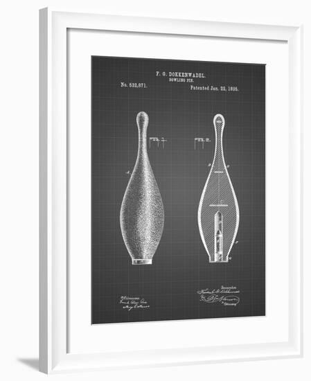 PP652-Black Grid Vintage Bowling Pin Patent Poster-Cole Borders-Framed Giclee Print