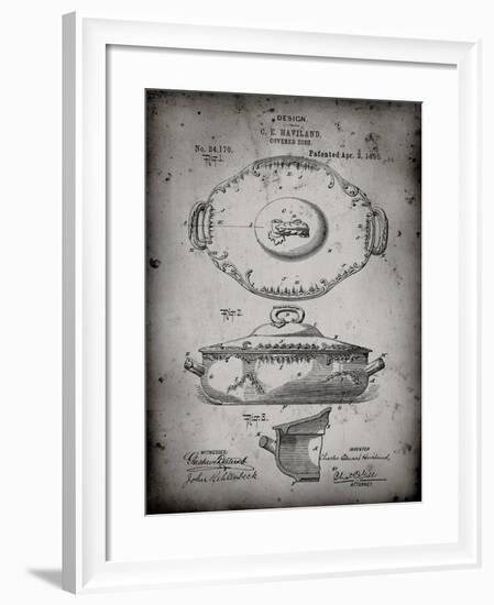 PP657-Faded Grey Haviland Covered Serving Dish Canvas Art-Cole Borders-Framed Giclee Print