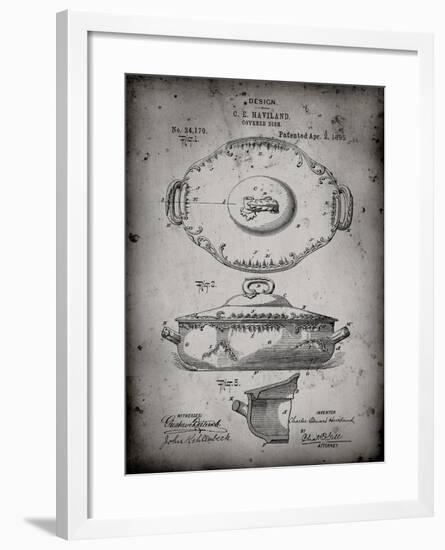 PP657-Faded Grey Haviland Covered Serving Dish Canvas Art-Cole Borders-Framed Giclee Print