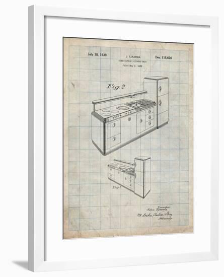 PP659-Antique Grid Parchment Kitchen Cabinets Poster-Cole Borders-Framed Giclee Print