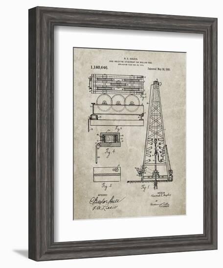 PP66-Sandstone Howard Hughes Oil Drilling Rig Patent Poster-Cole Borders-Framed Giclee Print