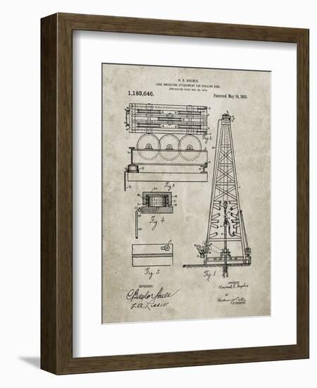 PP66-Sandstone Howard Hughes Oil Drilling Rig Patent Poster-Cole Borders-Framed Giclee Print