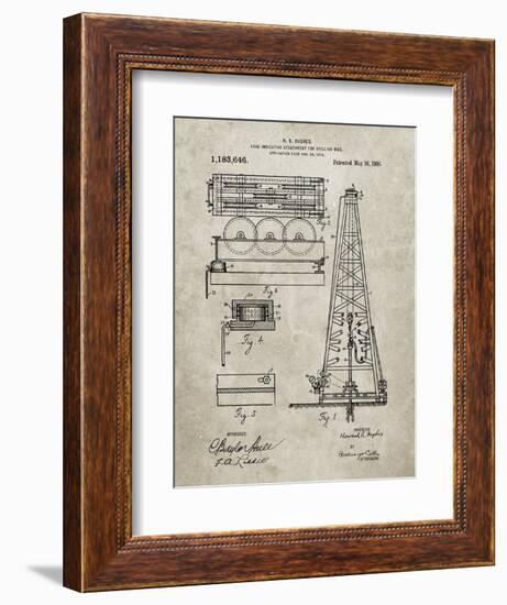 PP66-Sandstone Howard Hughes Oil Drilling Rig Patent Poster-Cole Borders-Framed Giclee Print