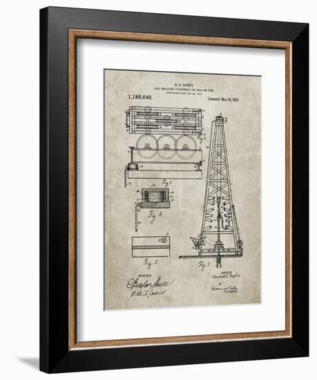 PP66-Sandstone Howard Hughes Oil Drilling Rig Patent Poster-Cole Borders-Framed Giclee Print