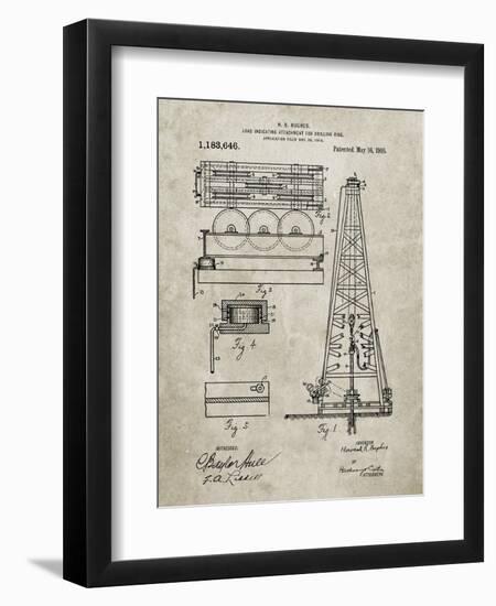 PP66-Sandstone Howard Hughes Oil Drilling Rig Patent Poster-Cole Borders-Framed Giclee Print