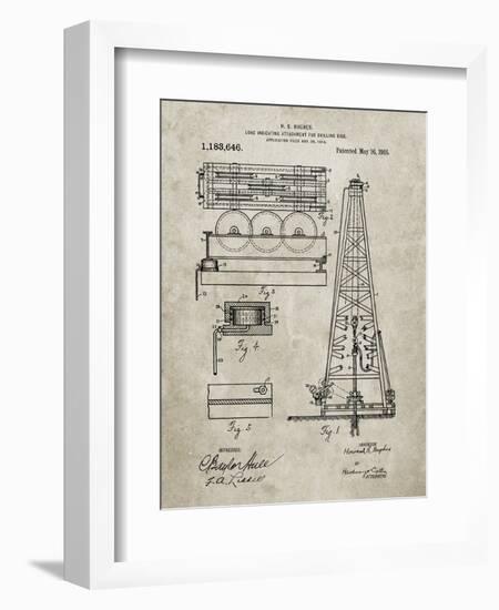 PP66-Sandstone Howard Hughes Oil Drilling Rig Patent Poster-Cole Borders-Framed Giclee Print