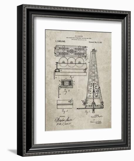 PP66-Sandstone Howard Hughes Oil Drilling Rig Patent Poster-Cole Borders-Framed Giclee Print