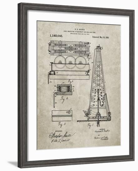 PP66-Sandstone Howard Hughes Oil Drilling Rig Patent Poster-Cole Borders-Framed Giclee Print