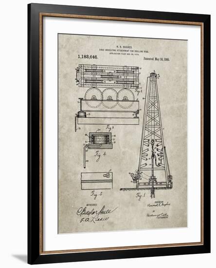 PP66-Sandstone Howard Hughes Oil Drilling Rig Patent Poster-Cole Borders-Framed Giclee Print