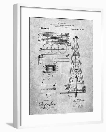 PP66-Slate Howard Hughes Oil Drilling Rig Patent Poster-Cole Borders-Framed Giclee Print