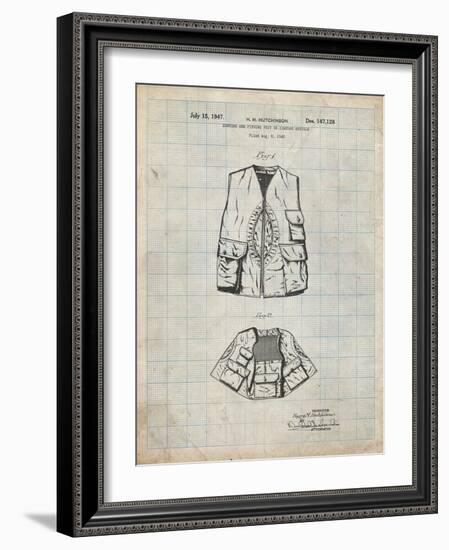 PP661-Antique Grid Parchment Hunting and Fishing Vest Patent Poster-Cole Borders-Framed Giclee Print