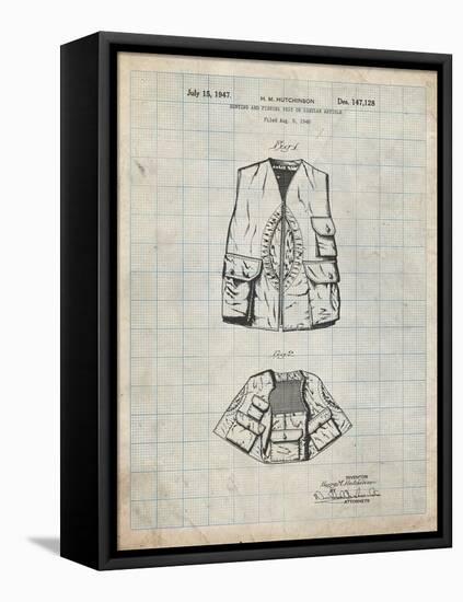 PP661-Antique Grid Parchment Hunting and Fishing Vest Patent Poster-Cole Borders-Framed Premier Image Canvas