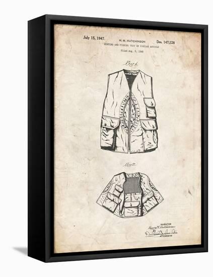 PP661-Vintage Parchment Hunting and Fishing Vest Patent Poster-Cole Borders-Framed Premier Image Canvas