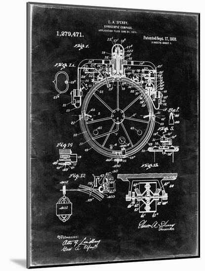 PP67-Black Grunge Gyrocompass Patent Poster-Cole Borders-Mounted Giclee Print