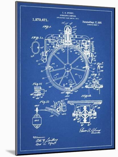 PP67-Blueprint Gyrocompass Patent Poster-Cole Borders-Mounted Giclee Print