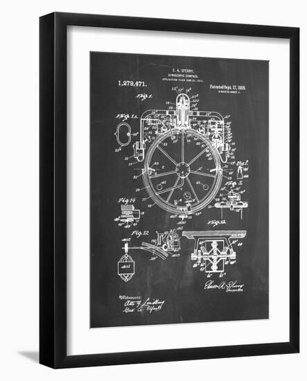 PP67-Chalkboard Gyrocompass Patent Poster-Cole Borders-Framed Giclee Print