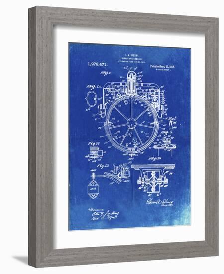 PP67-Faded Blueprint Gyrocompass Patent Poster-Cole Borders-Framed Giclee Print