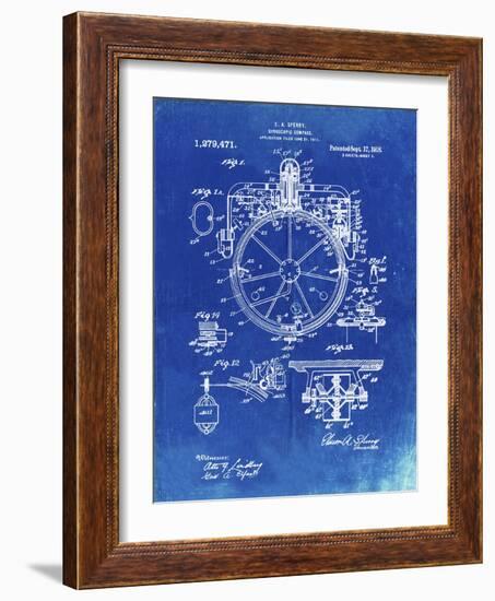 PP67-Faded Blueprint Gyrocompass Patent Poster-Cole Borders-Framed Giclee Print