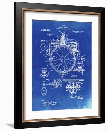 PP67-Faded Blueprint Gyrocompass Patent Poster-Cole Borders-Framed Giclee Print