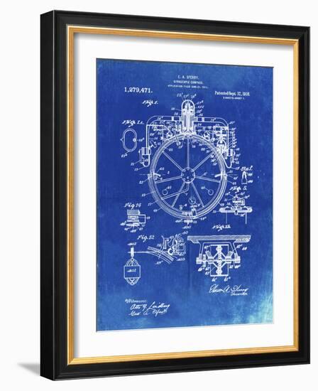 PP67-Faded Blueprint Gyrocompass Patent Poster-Cole Borders-Framed Giclee Print