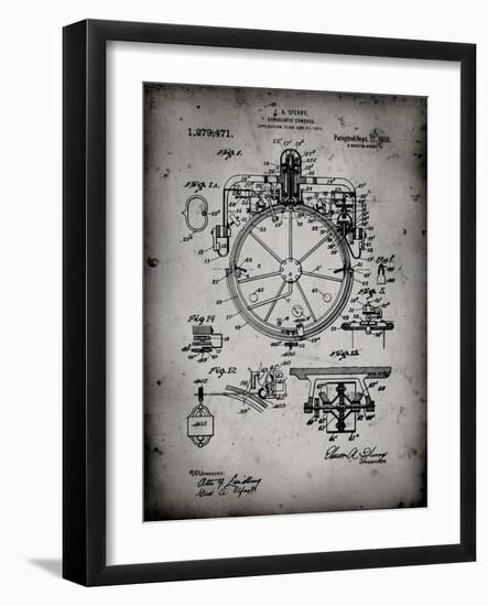 PP67-Faded Grey Gyrocompass Patent Poster-Cole Borders-Framed Giclee Print