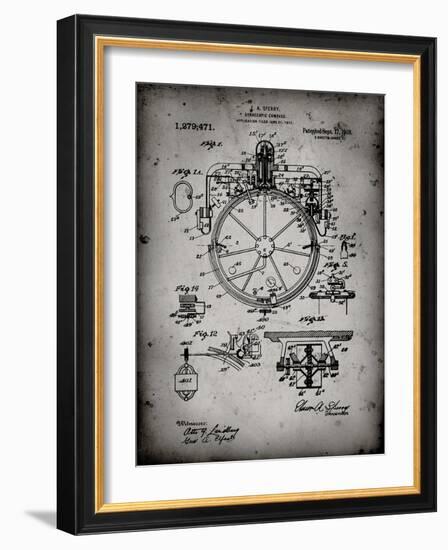 PP67-Faded Grey Gyrocompass Patent Poster-Cole Borders-Framed Giclee Print