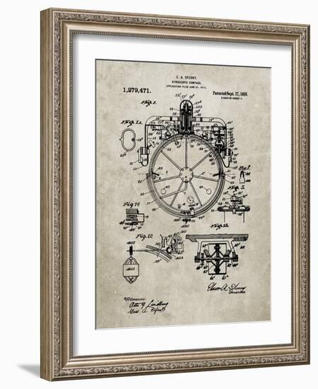 PP67-Sandstone Gyrocompass Patent Poster-Cole Borders-Framed Giclee Print