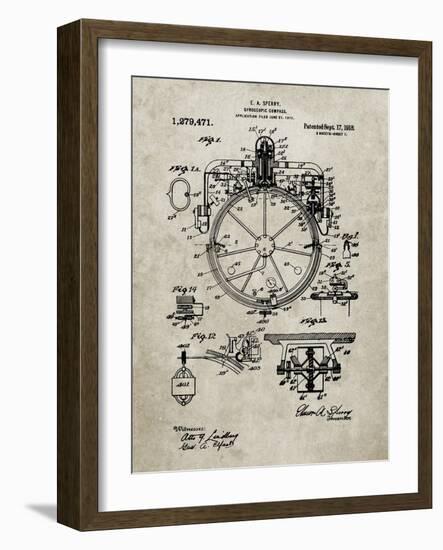 PP67-Sandstone Gyrocompass Patent Poster-Cole Borders-Framed Giclee Print