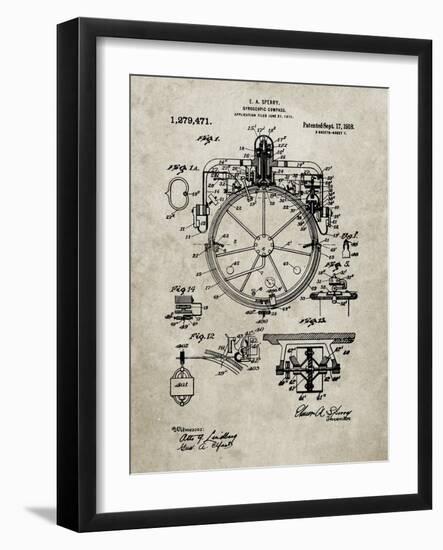 PP67-Sandstone Gyrocompass Patent Poster-Cole Borders-Framed Giclee Print