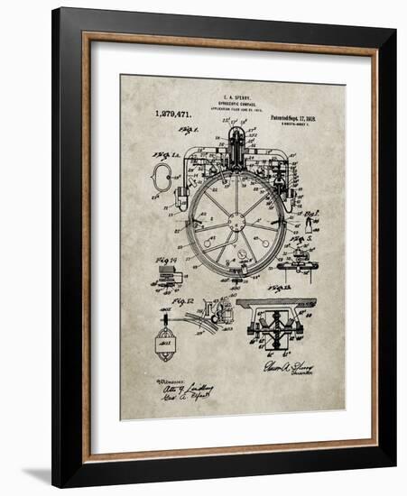 PP67-Sandstone Gyrocompass Patent Poster-Cole Borders-Framed Giclee Print