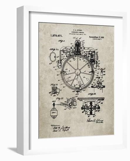 PP67-Sandstone Gyrocompass Patent Poster-Cole Borders-Framed Giclee Print