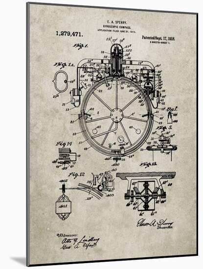 PP67-Sandstone Gyrocompass Patent Poster-Cole Borders-Mounted Giclee Print