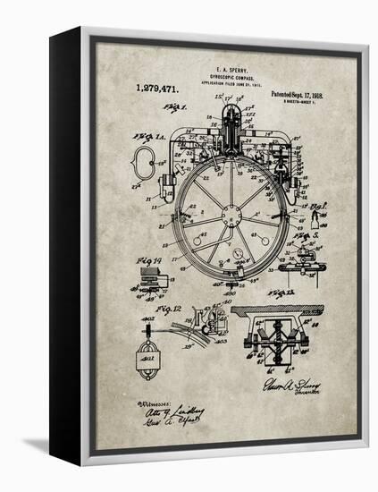 PP67-Sandstone Gyrocompass Patent Poster-Cole Borders-Framed Premier Image Canvas